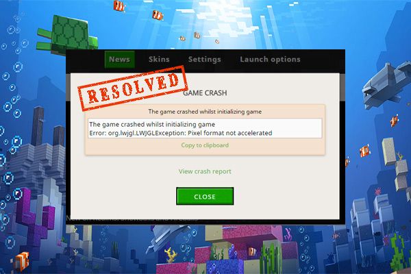 errore org lwjgl lwjglexception formato pixel non accelerato miniatura