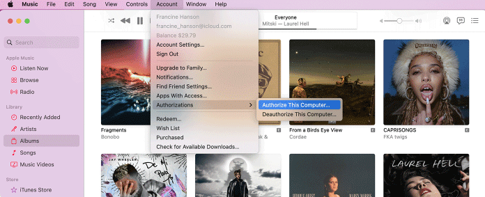 autoriseerige arvuti iTunes'i jaoks