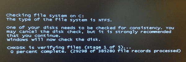   Chkdsk.exe wordt bij elke keer opstarten uitgevoerd