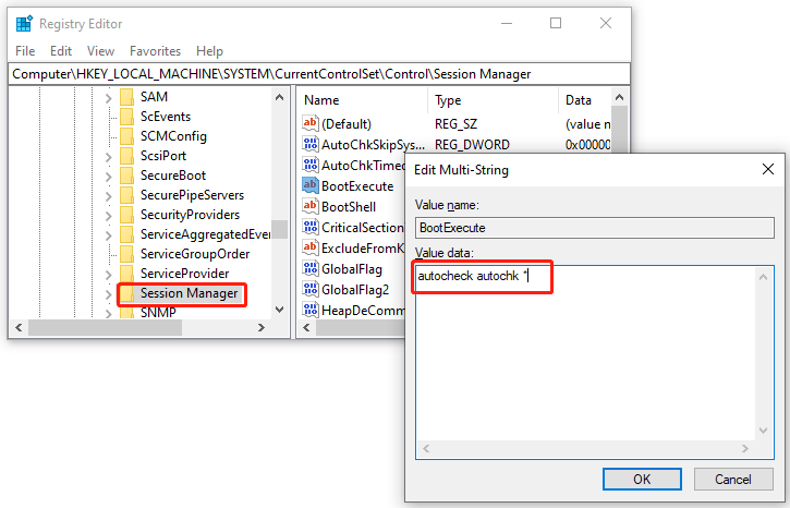   schakel CHKDSK uit met de Register-editor