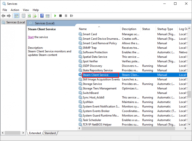   حدد Steam Client Service