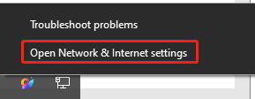vælg Åbn netværks- og internetindstillinger