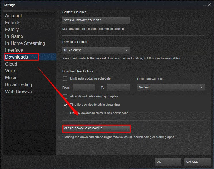 wis de Steam-downloadcache