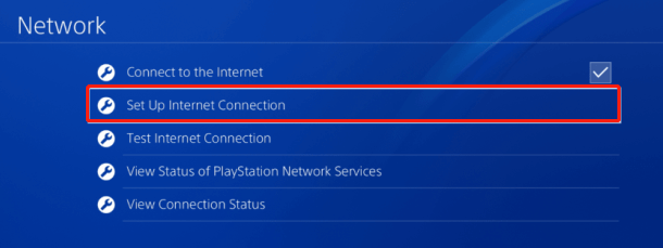 selecteer Internetverbinding instellen PS4