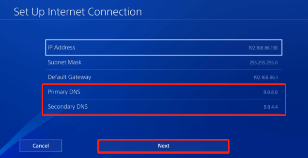 stel Google DNS in op PS4