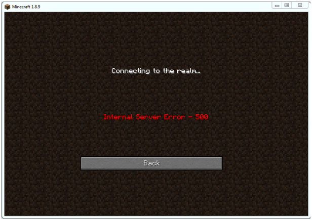 Minecraft interne serverfout 500