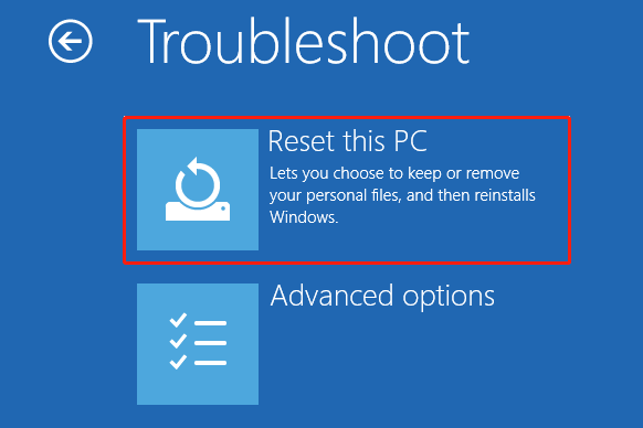 kies Reset deze pc