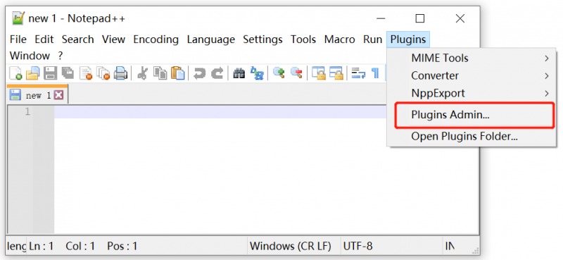   vælg Plugins Admin
