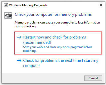   voer Windows Geheugendiagnose uit