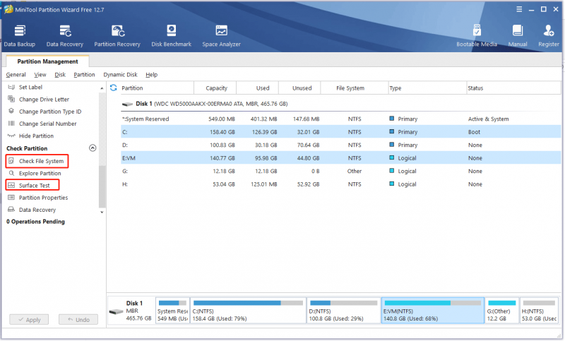 tjek diskfejl med denne side Partition Wizard