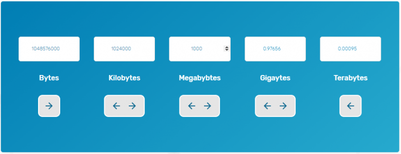 KB naar MB naar GB converter