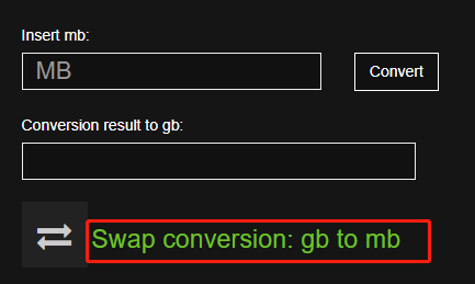 swap conversie gb naar mb