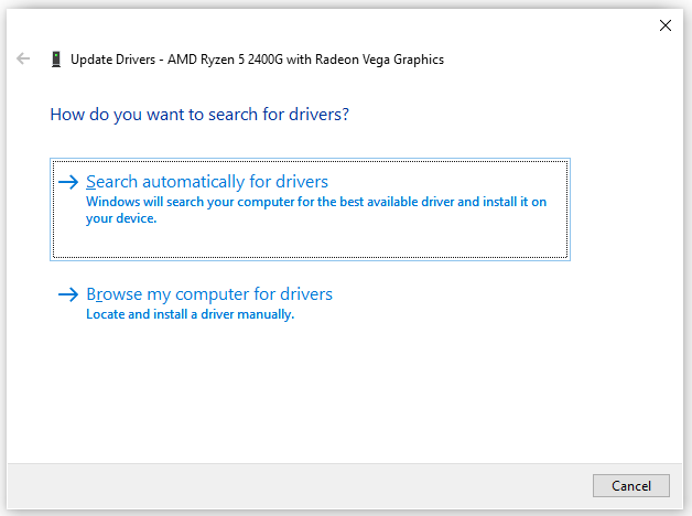Automatische Suche nach aktualisierter Treibersoftware
