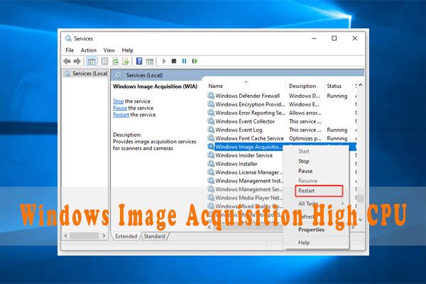 Windows Image Acquisition hohe CPU