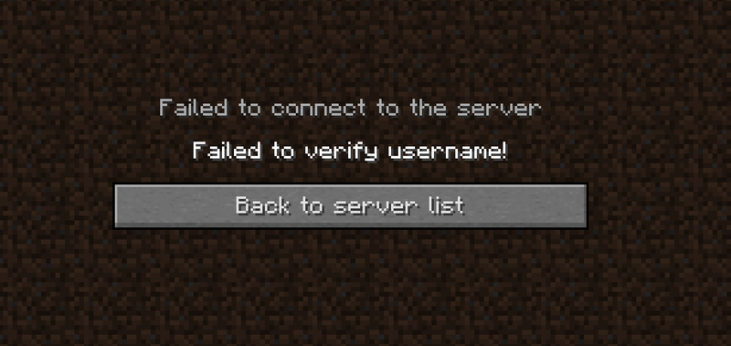 не успя да потвърди потребителското име Minecraft