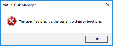 det angivne plex er det aktuelle system eller boot plex