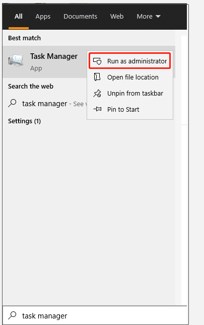 køre Task Manager som admin