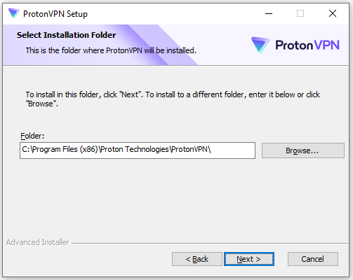   seleccione la ubicación para ProtonVPN