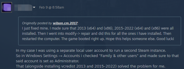 пользовательский отчет из сообщества Steam