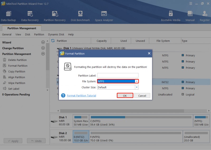 Formatta la partizione tramite questo sito Partition Wizard