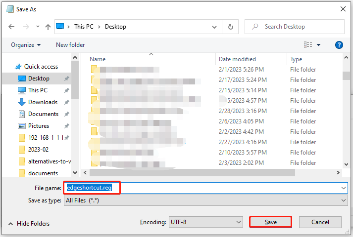 configureer het opgeslagen bestand
