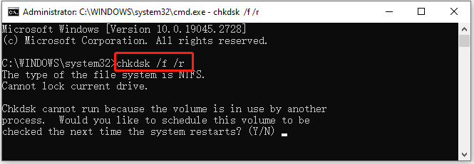 eseguire CHKDSK nei prompt dei comandi