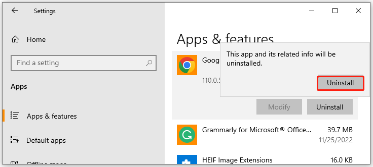 disinstallare un programma su Windows 10