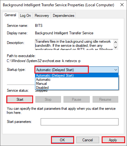 genstart Background Intelligent Transfer Services