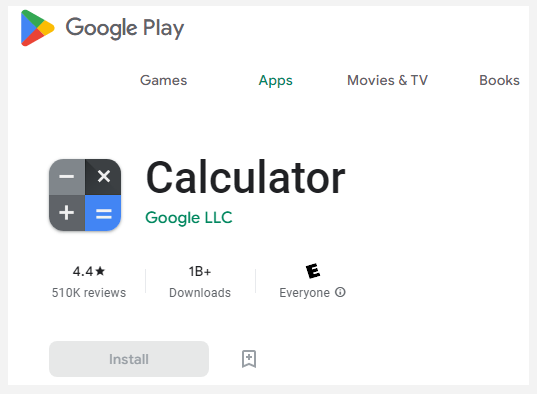 download lommeregner fra Google Play Butik
