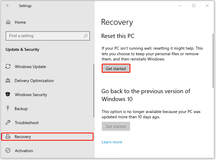 Klaar om uw Windows opnieuw in te stellen
