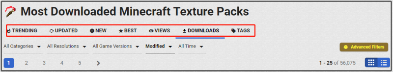   mest downloadede Minecraft Texture Packs