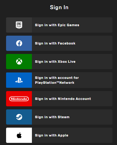 ลงชื่อเข้าใช้ด้วย Epic Games