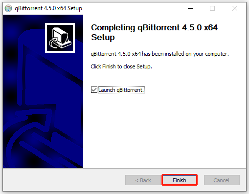 klik på Udfør på qBittorrent