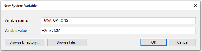   voeg 512 MB RAM toe aan Java