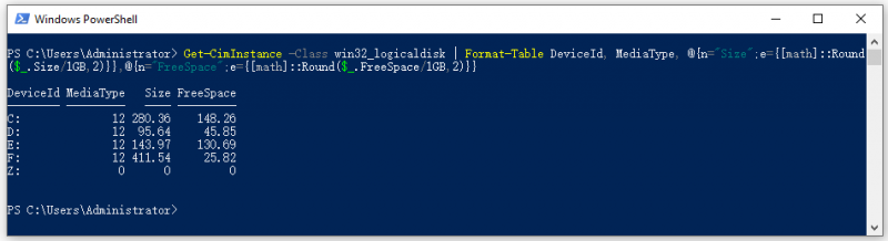  kør Get CimInstance i PowerShell