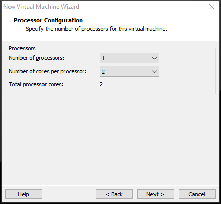   wijs het aantal processors toe