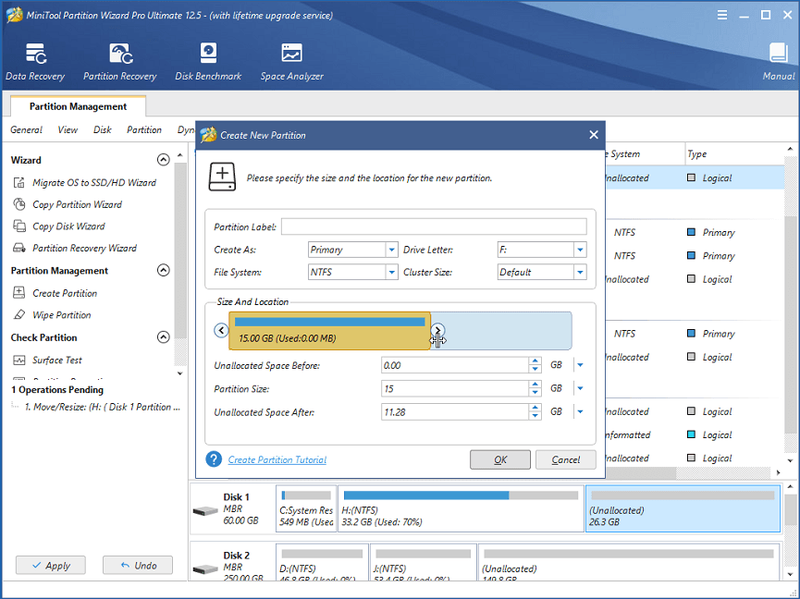 oprette en ny partition