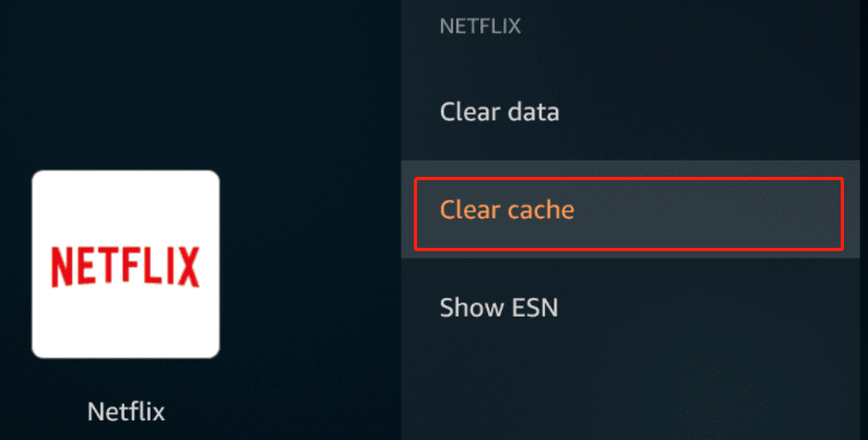klik på Ryd cache i Firestick TV