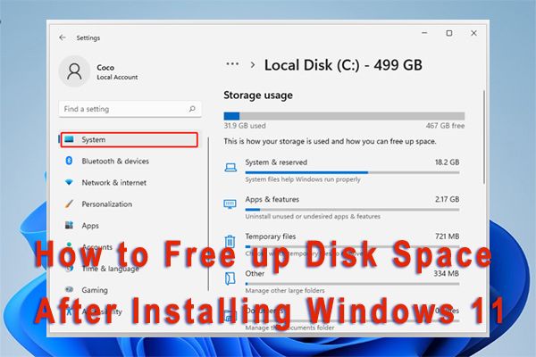 твърдият диск пълен след инсталиране на миниатюра на Windows 11