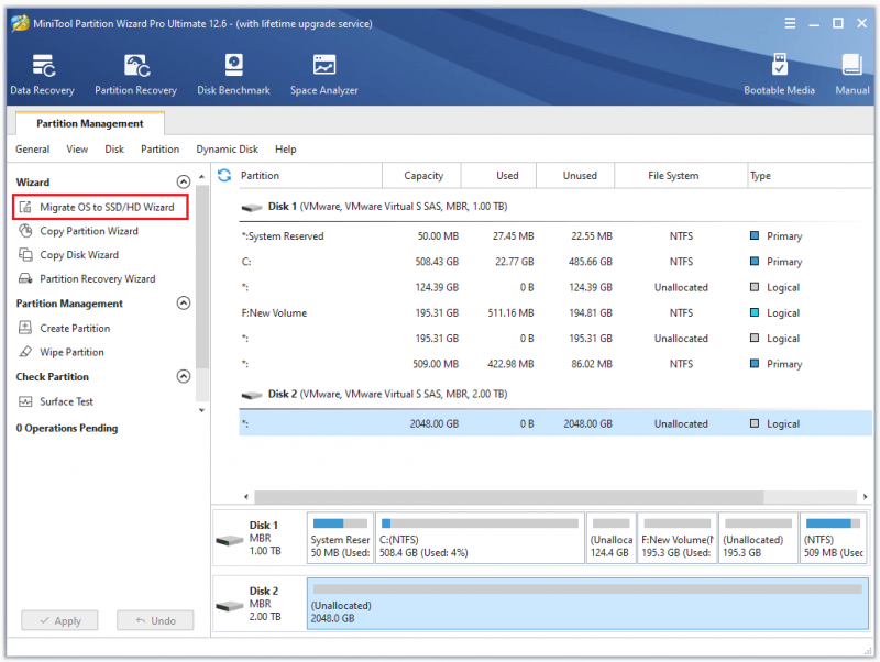 เลือก โยกย้าย OS ไปยัง SSD/HD Wizard