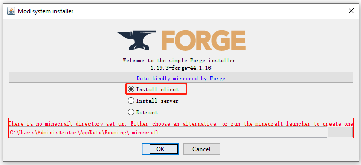   installere Forge