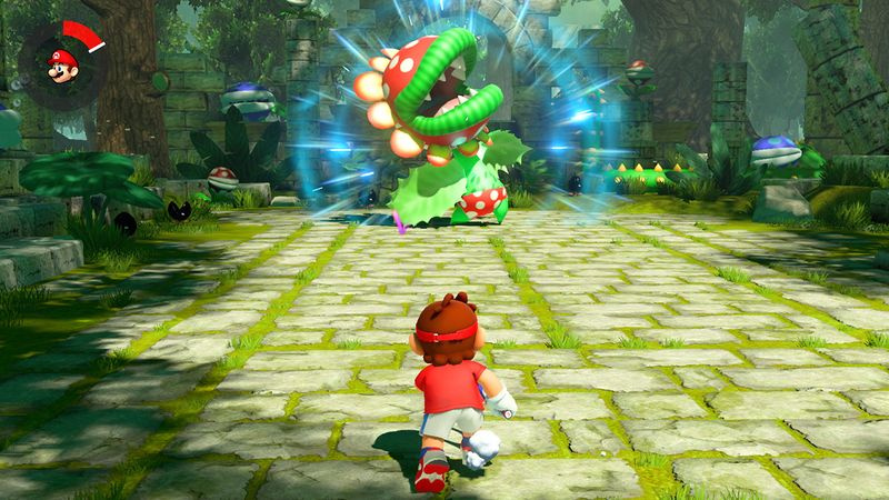 Een baasgevecht in Mario Tennis Aces