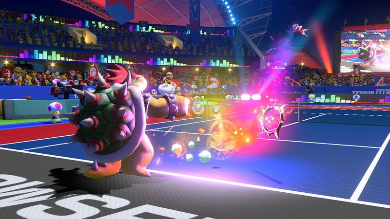 Een racket kapotslaan in Mario Tennis Aces