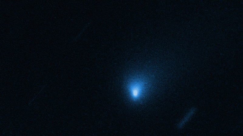 Eine Zeitraffersequenz von Beobachtungen des Kometen 2I/Borisov durch das Weltraumteleskop Hubble über einen Zeitraum von sieben Stunden.