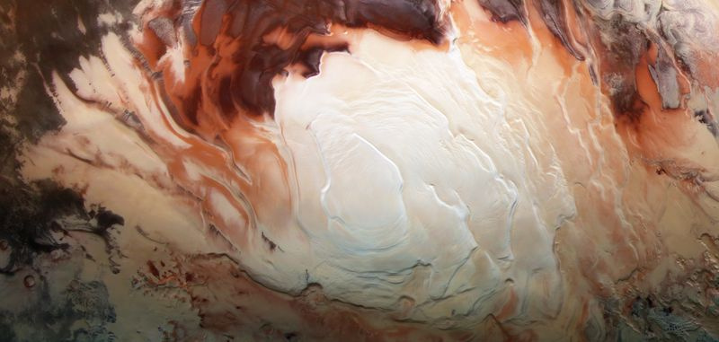Der Südpol des Mars, gesehen von Mars Express.