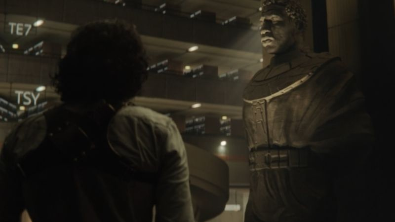 Kang-statue i TVA under Loki episode 6