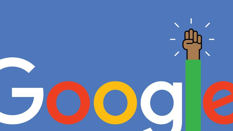 Illustration du logo Google avec la lettre L représentant un bras/poing levé en l