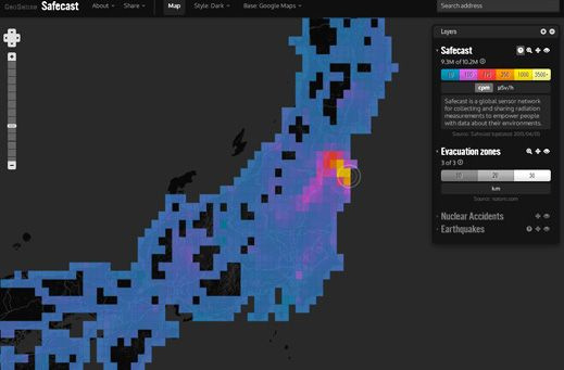 Safecast-Website zeigt Strahlungswerte in ganz Japan