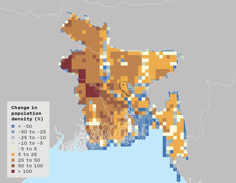 Carte choroplèthe du Bangladesh montrant l